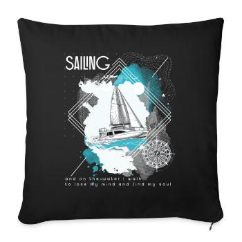 Sailor Sailboat Sailing Ship Sailing Yacht - Housse de coussin décorative 45 x 45 cm - noir - Devant