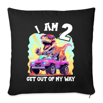 T-Rex Drives Monster Truck I'm 2nd Birthday - Sofa pillowcase 17,3'' x 17,3'' (45 x 45 cm) - black - Front