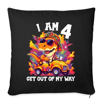 T-Rex Drives Monster Truck I'm 4th Birthday - Sofa pillowcase 17,3'' x 17,3'' (45 x 45 cm) - black - Front