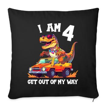 T-Rex Drives Monster Truck I'm 4th Birthday - Sofa pillowcase 17,3'' x 17,3'' (45 x 45 cm) - black - Front