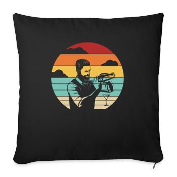 Retro Bartender Mixologist Barmann Bardame - Sofakissenbezug 45 x 45 cm - Schwarz - Vorne
