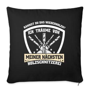 Holzschnitzer Holzschnitzerei - Sofakissenbezug 45 x 45 cm - Schwarz - Vorne