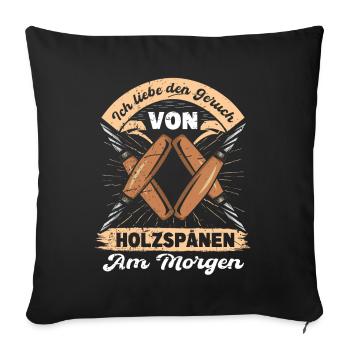 Holzschnitzer Holzschnitzerei - Sofakissenbezug 45 x 45 cm - Schwarz - Vorne