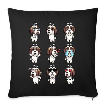 Shih Tzu Émoticône de chien - Housse de coussin décorative 45 x 45 cm - noir - Devant