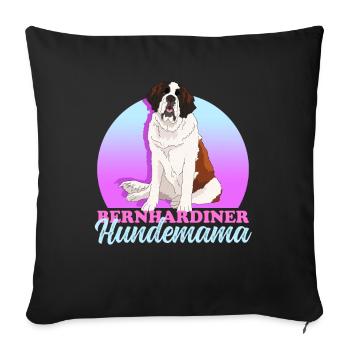 Bernhardiner Hundemama St. Bernhardshund Geschenk - Sofakissenbezug 45 x 45 cm - Schwarz - Vorne
