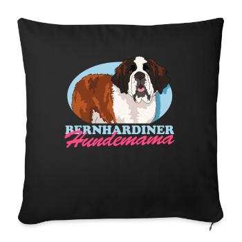 Bernhardiner Hundemama Bernhardshund Geschenk - Sofakissenbezug 45 x 45 cm - Schwarz - Vorne