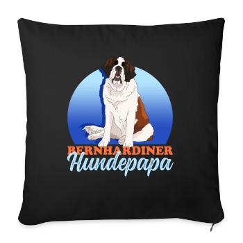 Bernhardiner Hundepapa St. Bernhardshund Geschenk - Sofakissenbezug 45 x 45 cm - Schwarz - Vorne