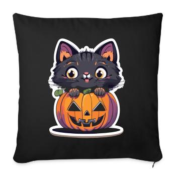 Funny Halloween: Cat in the pumpkin - Sofa pillowcase 17,3'' x 17,3'' (45 x 45 cm) - black - Front