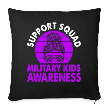 Support Squad Military Kids Awareness Month Purple - Sofa pillowcase 17,3'' x 17,3'' (45 x 45 cm) - black - Front
