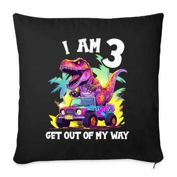 T-Rex Drives Monster Truck I'm 3rd Birthday - Sofa pillowcase 17,3'' x 17,3'' (45 x 45 cm) - black - Front