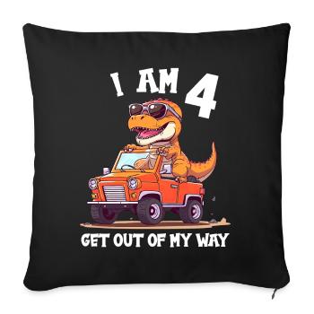T-Rex Drives Monster Truck I'm 4th Birthday - Sofa pillowcase 17,3'' x 17,3'' (45 x 45 cm) - black - Front