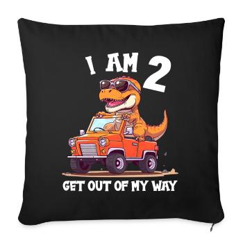 T-Rex Drives Monster Truck I'm 2nd Birthday - Sofa pillowcase 17,3'' x 17,3'' (45 x 45 cm) - black - Front