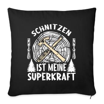Holzschnitzer Holzschnitzerei - Sofakissenbezug 45 x 45 cm - Schwarz - Vorne