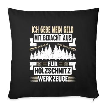 Holzschnitzer Holzschnitzerei - Sofakissenbezug 45 x 45 cm - Schwarz - Vorne