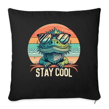 Dragon barbu vintage avec lunettes de soleil - Housse de coussin décorative 45 x 45 cm - noir - Devant