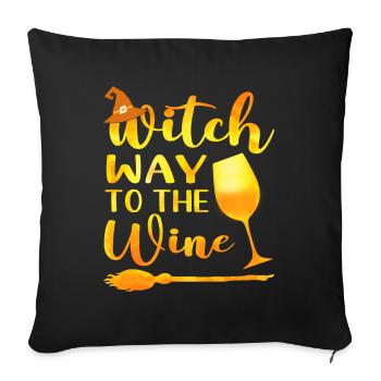 Witch Way To The Wine Funny Halloween Wine Pun - Sofa pillowcase 17,3'' x 17,3'' (45 x 45 cm) - black - Front
