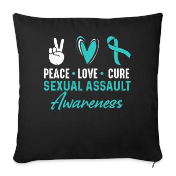 Mois de sensibilisation à Peace Love Cure pour - Housse de coussin décorative 45 x 45 cm - noir - Devant