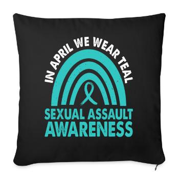 En avril, nous apportons un soutien bleu-vert pour - Housse de coussin décorative 45 x 45 cm - noir - Devant