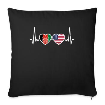 Afghanistan USA Heartbeat Flag Afghan - Sofa pillowcase 17,3'' x 17,3'' (45 x 45 cm) - black - Front