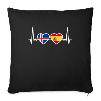 Iceland Spain Heartbeat Flag Spanish Icelandic - Sofa pillowcase 17,3'' x 17,3'' (45 x 45 cm) - black - Front