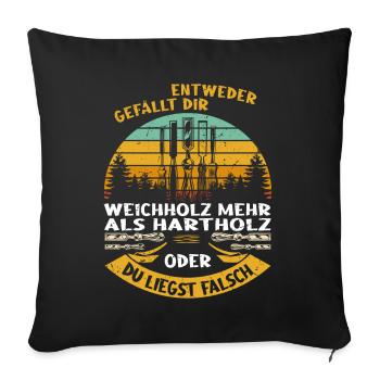 Holzschnitzer Holzschnitzerei - Sofakissenbezug 45 x 45 cm - Schwarz - Vorne