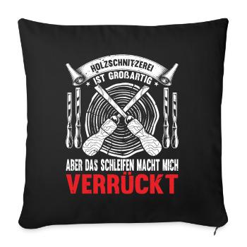 Holzschnitzer Holzschnitzerei - Sofakissenbezug 45 x 45 cm - Schwarz - Vorne
