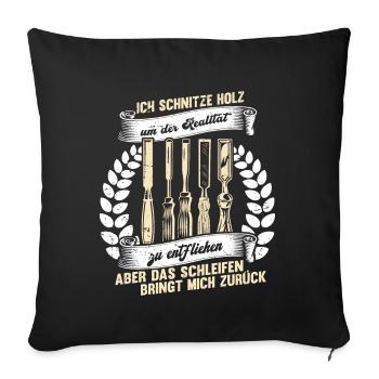 Holzschnitzer Holzschnitzerei - Sofakissenbezug 45 x 45 cm - Schwarz - Vorne