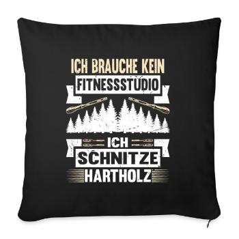 Holzschnitzer Holzschnitzerei - Sofakissenbezug 45 x 45 cm - Schwarz - Vorne