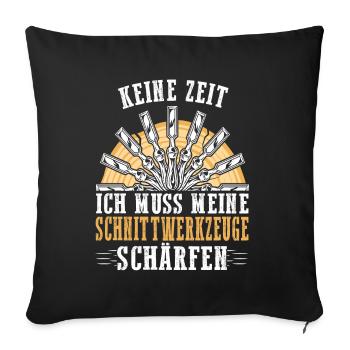 Holzschnitzer Holzschnitzerei - Sofakissenbezug 45 x 45 cm - Schwarz - Vorne