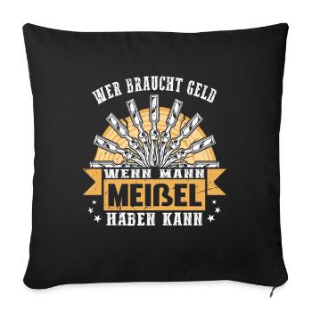 Holzschnitzer Holzschnitzerei - Sofakissenbezug 45 x 45 cm - Schwarz - Vorne