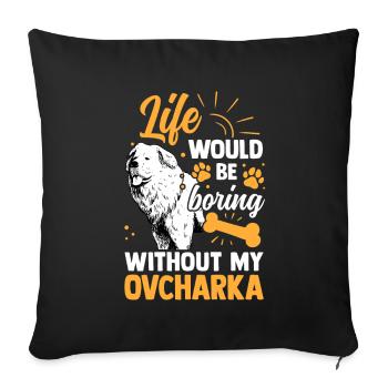 Ennuyeux sans Ovcharka chien caucasien - Housse de coussin décorative 45 x 45 cm - noir - Devant