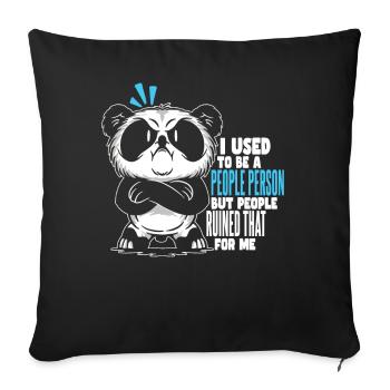 I Used To Be A People Person Humor Panda - Sofa pillowcase 17,3'' x 17,3'' (45 x 45 cm) - black - Front