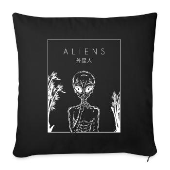 Aliens Chinese Hanzi Alien UFO - Sofa pillowcase 17,3'' x 17,3'' (45 x 45 cm) - black - Front