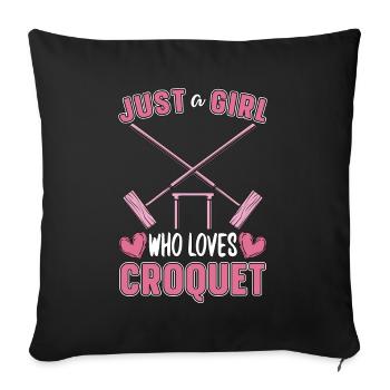 Croquet Just A Girl Who Loves Croquet Outdoor Game - Sofa pillowcase 17,3'' x 17,3'' (45 x 45 cm) - black - Front