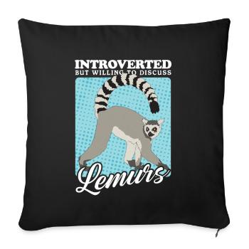 Lémurien à queue annelée cadeau - Housse de coussin décorative 45 x 45 cm - noir - Devant