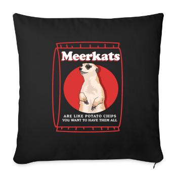 Suricate cool | Drôle de cadeau suricate - Housse de coussin décorative 45 x 45 cm - noir - Devant