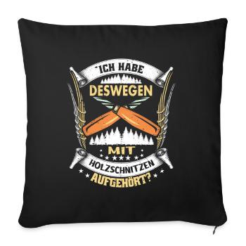 Holzschnitzer Holzschnitzerei - Sofakissenbezug 45 x 45 cm - Schwarz - Vorne