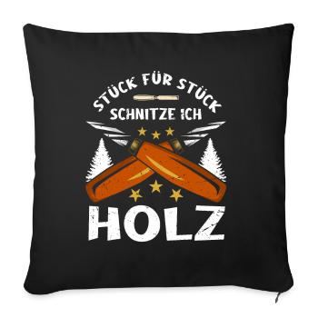 Holzschnitzer Holzschnitzerei - Sofakissenbezug 45 x 45 cm - Schwarz - Vorne