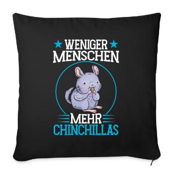 Mehr Chinchilla Nagetier Wollmaus - Sofakissenbezug 45 x 45 cm - Schwarz - Vorne
