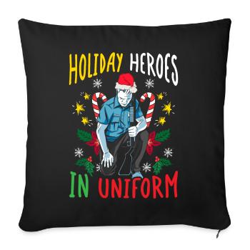 Holiday Heroes in Uniform Santa Claus Police - Sofa pillowcase 17,3'' x 17,3'' (45 x 45 cm) - black - Front