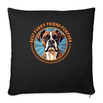 Boxer-Hunderasse Hundehalter lustige Sprüche - Sofakissenbezug 45 x 45 cm - Schwarz - Vorne