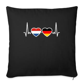 Pays-Bas Allemagne Heartbeat Flag - Housse de coussin décorative 45 x 45 cm - noir - Devant