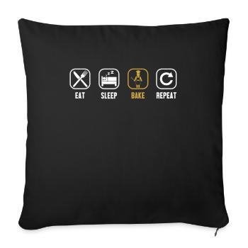 Eat Sleep Bake Repeat Bakery Pastry Chef - Sofa pillowcase 17,3'' x 17,3'' (45 x 45 cm) - black - Front