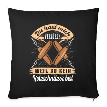 Holzschnitzer Holzschnitzerei - Sofakissenbezug 45 x 45 cm - Schwarz - Vorne