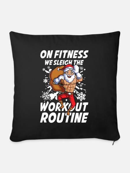 Fitness Workout Routine Weihnachten Calisthenics - Sofakissenbezug 45 x 45 cm - Schwarz