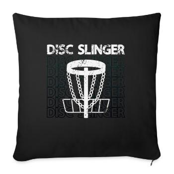 Flying Disc Slinger Frisbee Player Disc Golfing - Housse de coussin décorative 45 x 45 cm - noir - Devant
