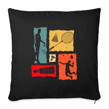 Badminton Rétro - Housse de coussin décorative 45 x 45 cm - noir - Devant