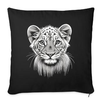 Tiny ferocity: A portrait of the baby white lion - Sofa pillowcase 17,3'' x 17,3'' (45 x 45 cm) - black - Front