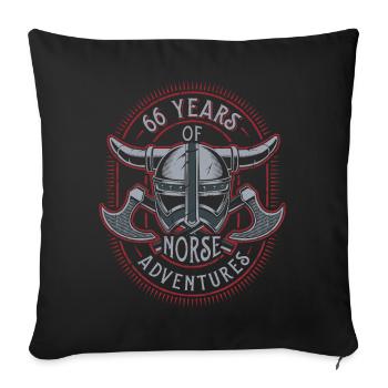 66 ans d’aventures nordiques - 66e anniversaire - Housse de coussin décorative 45 x 45 cm - noir - Devant