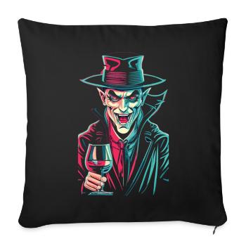 Vampir mit Rotwein Halloween Kostüm - Sofakissenbezug 45 x 45 cm - Schwarz - Vorne